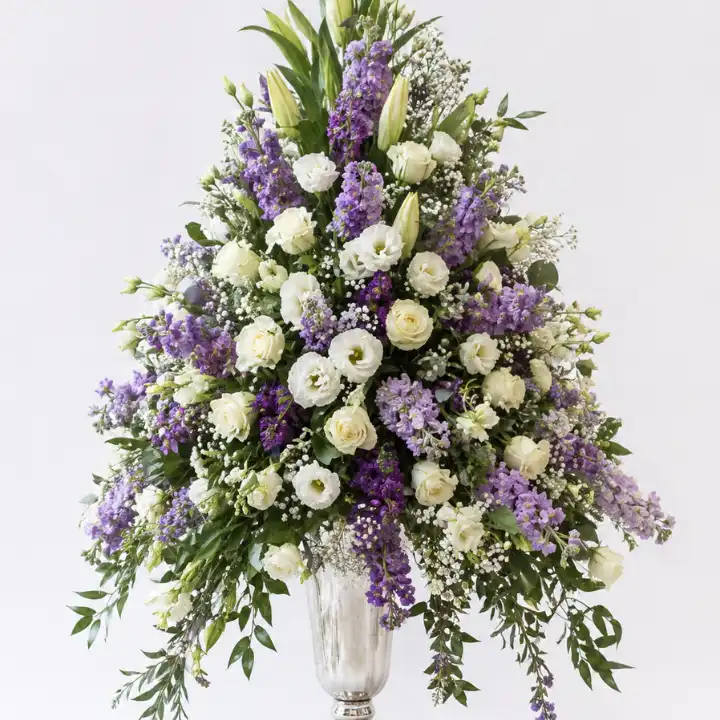 Luxury White and Purple Rose and Stock Arrangement 1 White and Purple Flower Arrangements