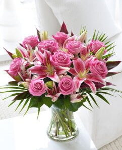 Pink Rose and Lily Bouquet - Fresh Flowers for Special Occasions