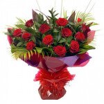 12 Red Rose Flower Bouquet