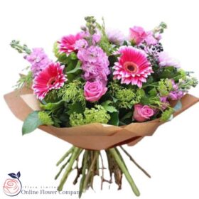 Gerbera Daisy, Roses, Hydrangea Mixed Flower Bouquet