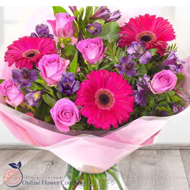 Gerbera Daisy, Roses, Hydrangea Mixed Flower Bouquet 2 Gerbera Daisy, Roses, Hydrangea Mixed Flower Bouquet - Image 2