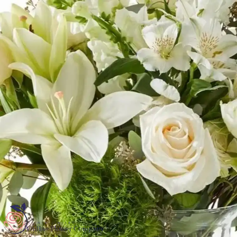 The Serenity Bouquet: White Lilies & Roses 3 White Lily and Rose Bouquet