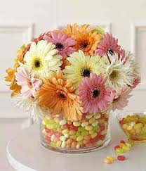 Gerbera Daisy Candy Bouquet featuring vibrant daisies and sweet candy, perfect for gifting.