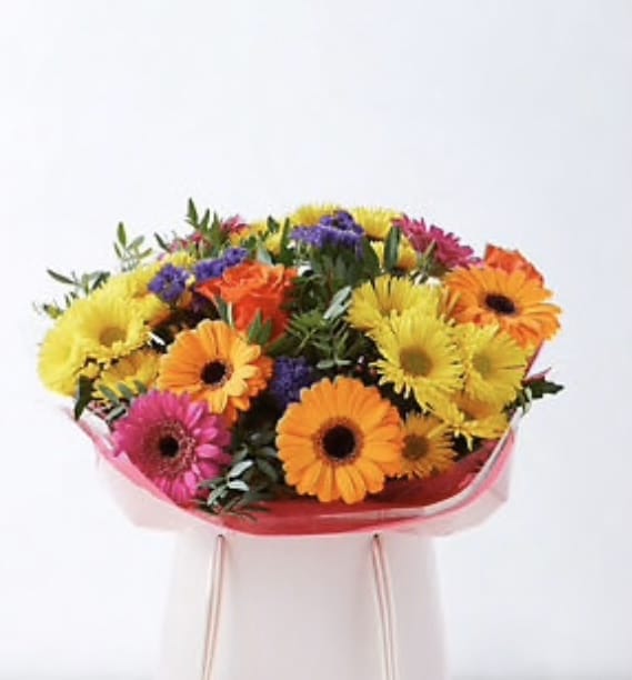 Gerbera, Rose Luxury Gift Bag 1 Bright Gerbera Daisy Bouquet