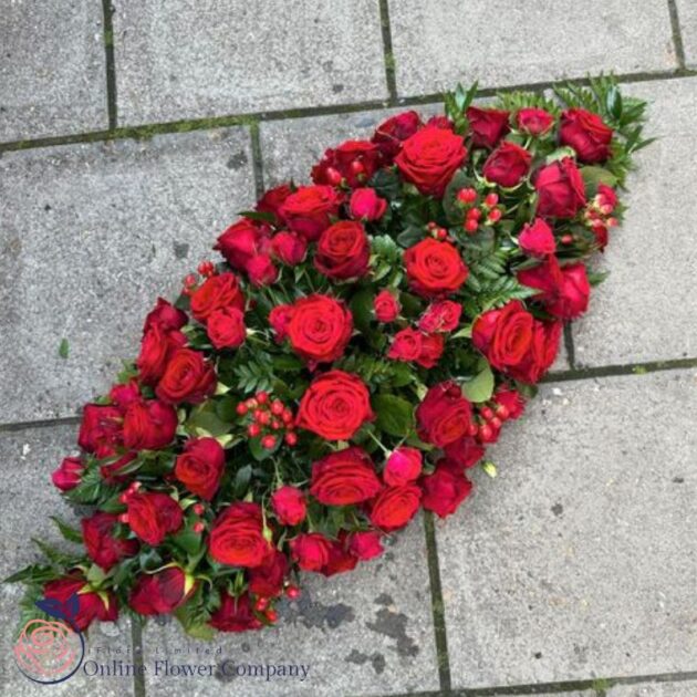 Red Rose Funeral Casket Spray