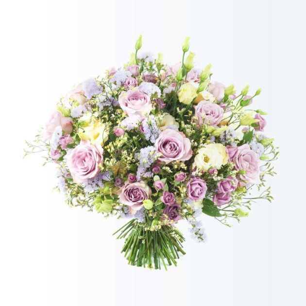 Roses, Lisianthus Premium Bouquet 3 White Lilac Rose Bouquet