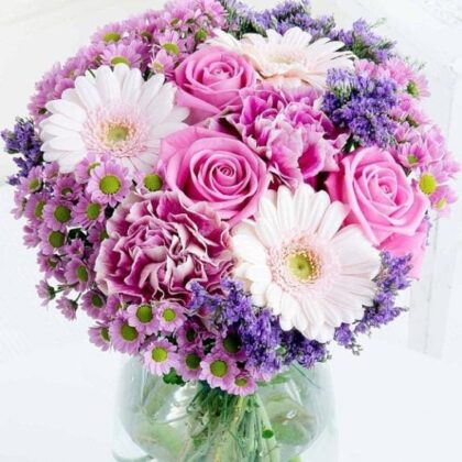 Purple and Pink Flower bouquet with vibrant blooms for all occasions