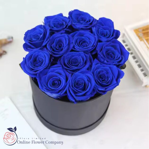 Blue Roses Hat Box, 3 Blue Roses Hat Box