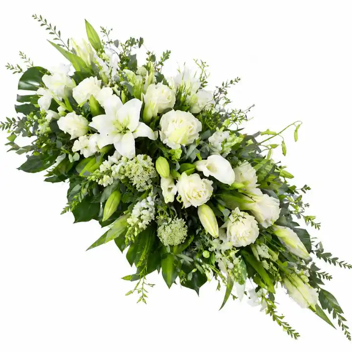 Premium White Coffin Spray with Lilies & Roses 1 White Coffin Spray Flowers