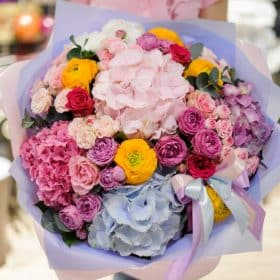 Roses, Hydrangeas, Ranunculus Mixed Flower Bouquet