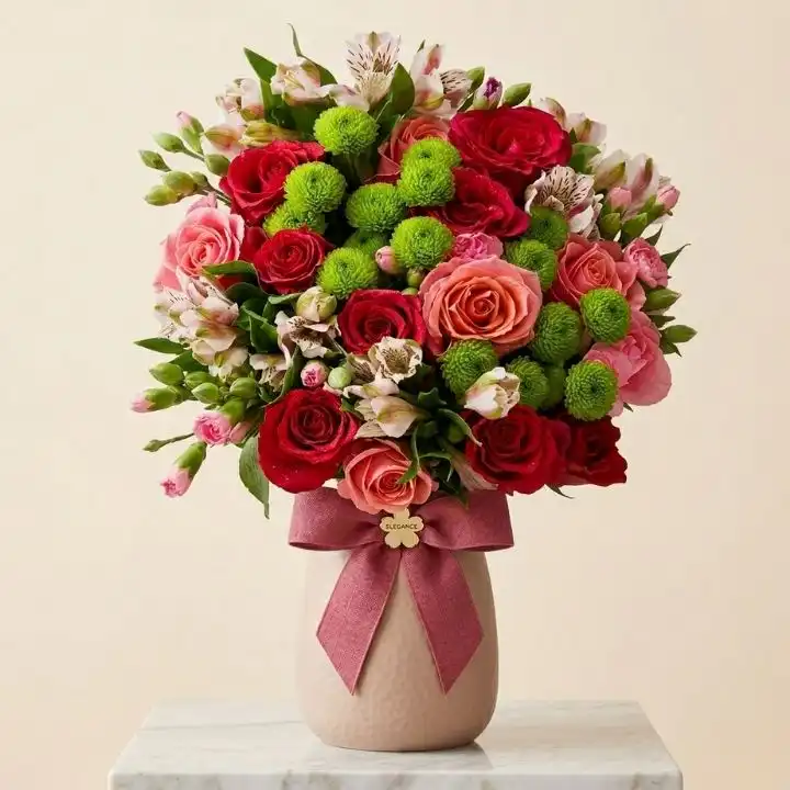 Romantic Mini Carnation Rose Bouquet 1 A romantic mini carnation bouquet blended with soft roses wrapped in premium decorative paper for a special occasion.