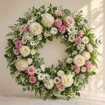 green funeral wreath