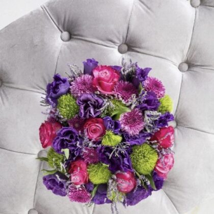 Purple Pink Green Flower Bouquet – A vibrant and elegant mix of purple, pink, and green flowers.