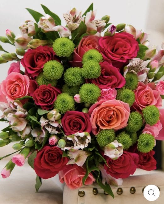Roses, Alstroemeria Premium Flower Bouquet 1 Red Rose And Green Mums Flower bouquet Next Day delivery