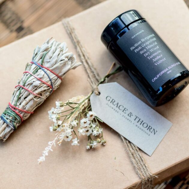 Sage Smudge Stick and Scented Candle Gift Set 1 Sage Smudge Stick and Scented Candle Gift Set