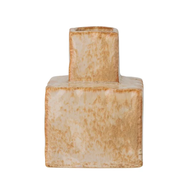Square Beige Textured Ceramic Vase 1 Square Beige Textured Ceramic Vase