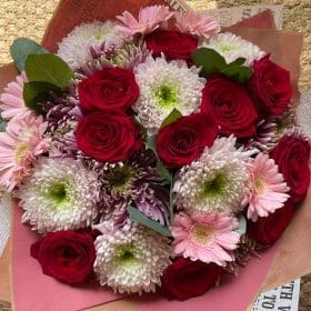 Mixed Bouquet with Roses and Gerberas