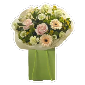 Pink roses, gerbera , carnations Mixed Flower Gift Bag