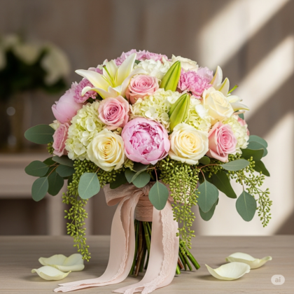Peonies, Roses, Carnations, Lilies Mixed Premium Bouquet