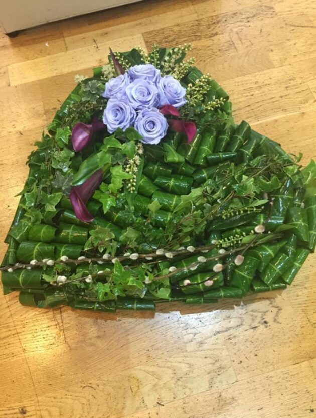 18 inch Green funeral heart | Green Heart Flowers | Heart Funeral Flowers | Online Flower company