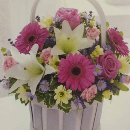 Gerbera Lilies Roses Basket