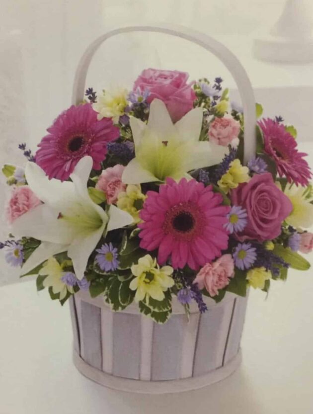 Gerbera Lilies Roses Basket