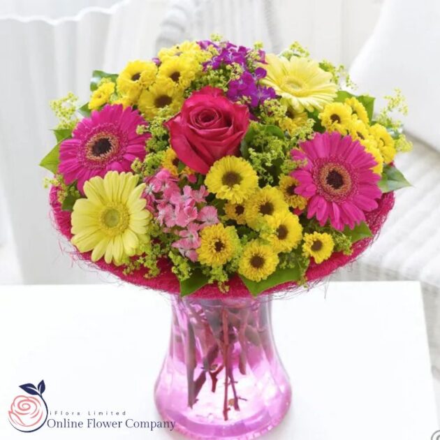 Gerberas, Rose Flower Bouquet 1 Pink Nigella Bouquet mix Flowers