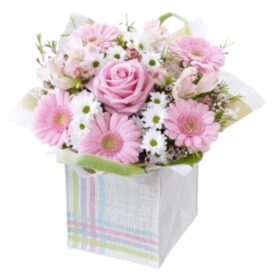 Gerbera and Rose Flowers in Hat Box