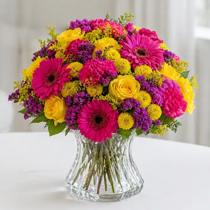 Radiant Sunshine & Pink Velvet Hand-Tied Bouquet 1 yellow and pink gerberas bouquet