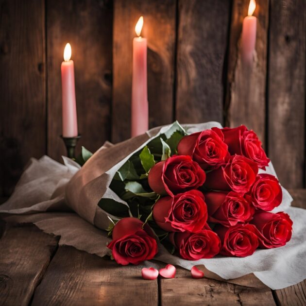 11 Red Rose For Valentine's Day Gift - A Beautiful Bouquet of Fresh Red Roses for Love
