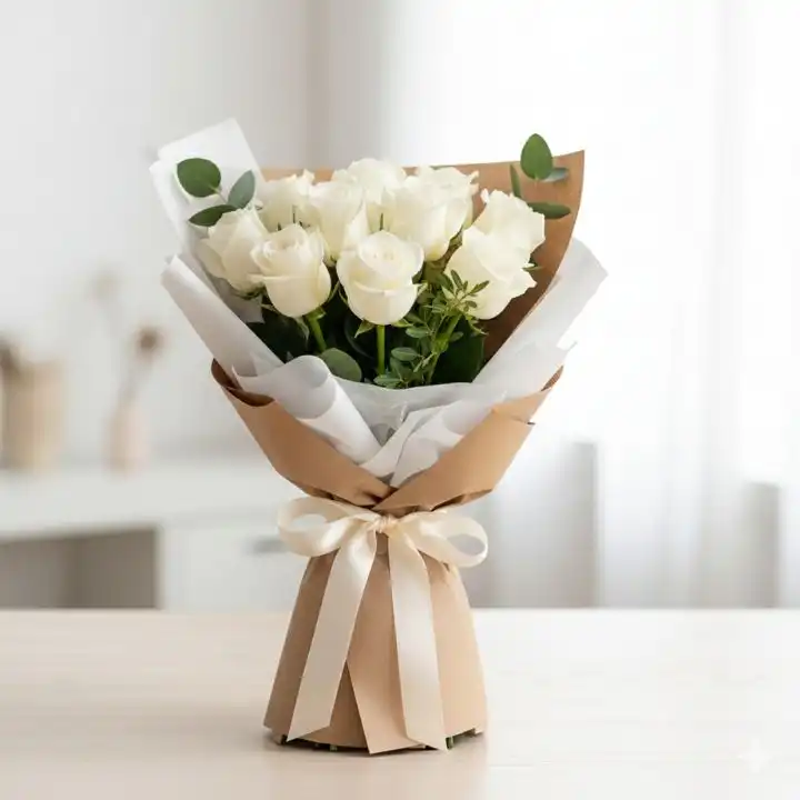 The Signature Romance: Luxury 12 Roses Bouquet 1 A beautifully arranged 12 roses bouquet featuring deep red petals and lush greenery for a classic romantic gesture.