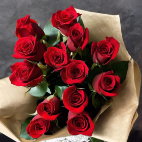 Red rose hand tied bouquet delivery UK