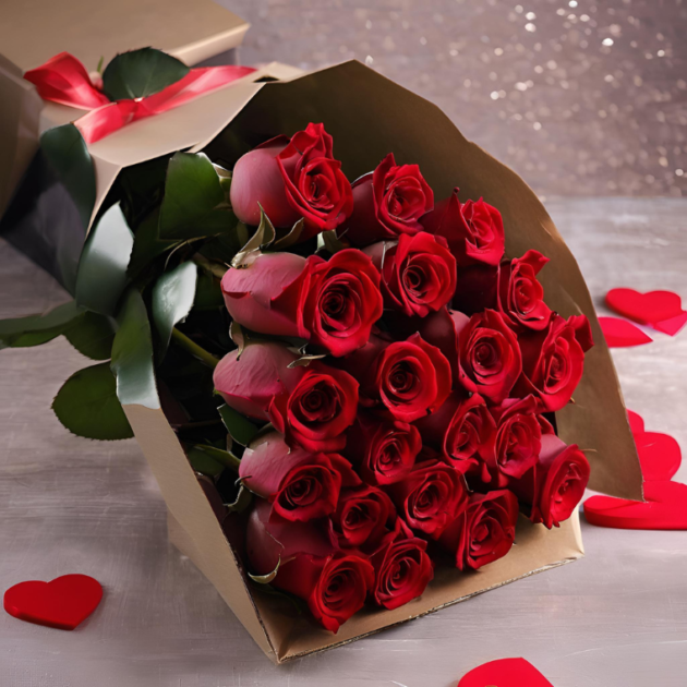 18 Red Roses Hand-Tied Bouquet Delivery 3 20 Red Roses for Valentine's Day - Romantic Floral Gift