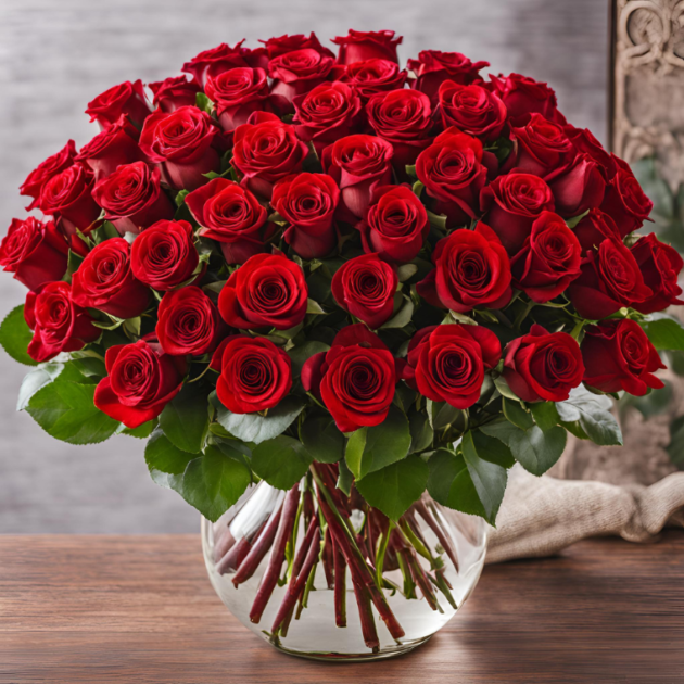 50 Red Rose Flowers for International Women's Day – Stunning bouquet for a memorable gift