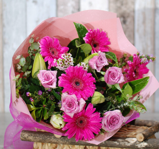 Gerbera, roses, alstroemeria Premium Flower Bouquet - Image 2