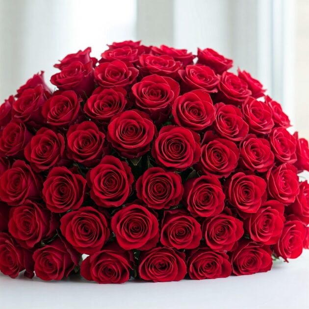 Large Red Rose Bouquet Delivery 1 100 Red Rose Flowers for International Women's Day - Next Day UK Delivery