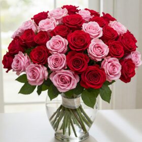 Red and Pink Rose Flower Bouquet