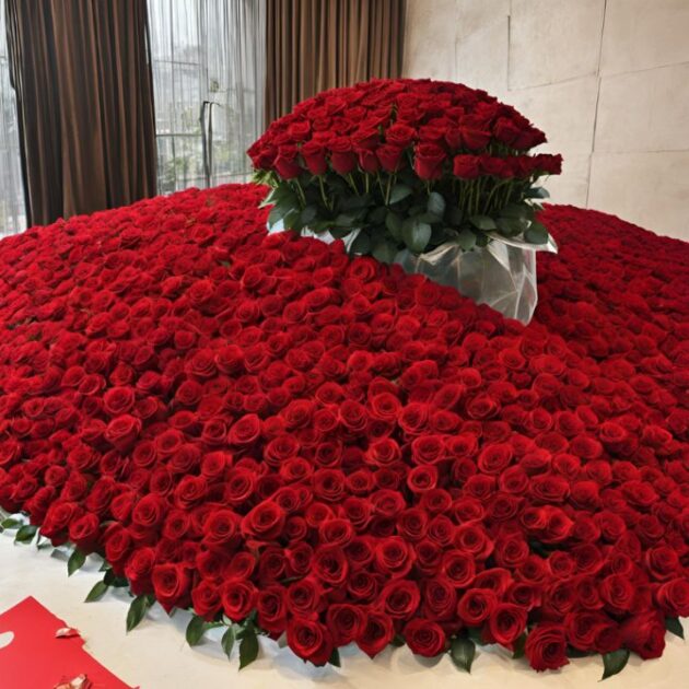 Premium 1000 Red Roses Bouquet 1 Spectacular 1000 Roses Bouquet, a massive and premium arrangement of deep red blooms, perfect for a grand romantic occasion or luxury statement.