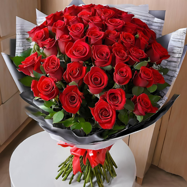 100 Red Roses For Valentine’s Day Gift - A Luxurious Bouquet of Fresh Roses for Romance