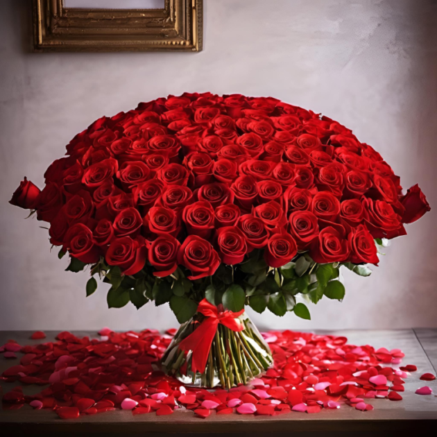 500 Red Roses For Valentine's Day Gift - Elegant bouquet for a romantic occasion.
