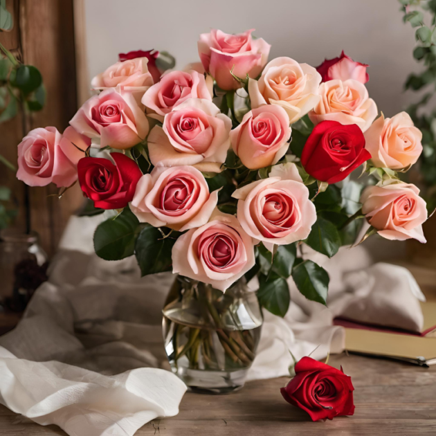 Pastel Rose Flower Bouquet - Image 2