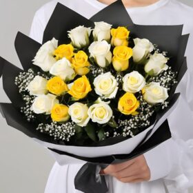 Luxury White and Yellow Rose Bouquet