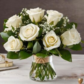 White Rose and Gypsophila Bouquet Delivery