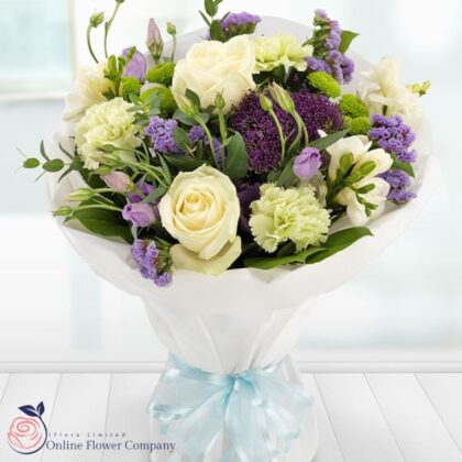 White and Purple Bouquet Special Offer - Next-Day Delivery Across the UK