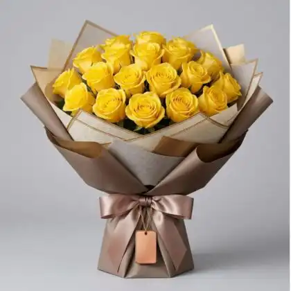Handpicked fresh yellow roses arranged in a vibrant golden glow bouquet for a cheerful gift.