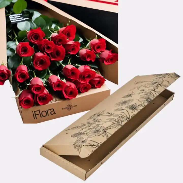 Luxury Crimson Rose Valentine's Embrace 1 Hand-delivered valentine day flower gift featuring fresh long-stem red roses in a premium tan gift box.