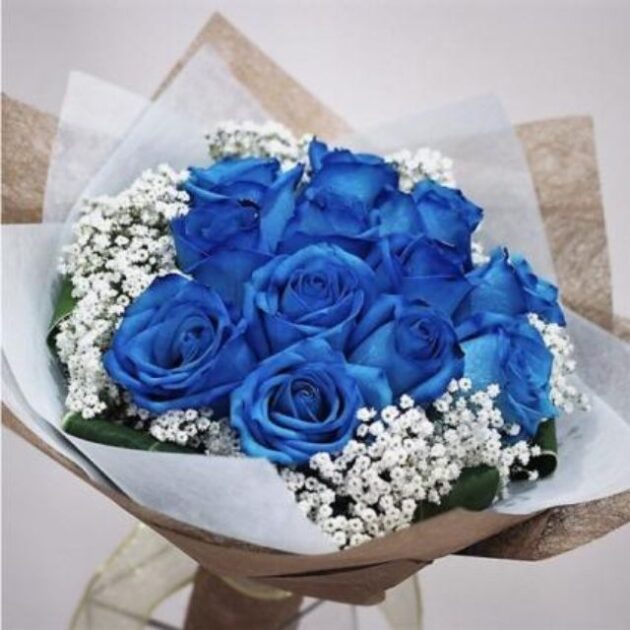 12 Blue Rose flower bouquet delivery 1 12 Blue Rose flower bouquet