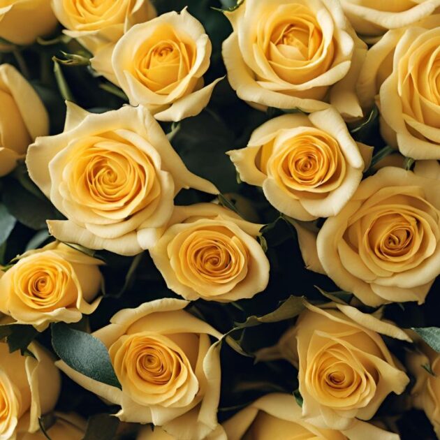 50 Yellow roses bouquet delivery 4 50 Yellow Rose Mother's Day Flowers in Basket – Fresh yellow roses in a basket, a perfect Mother's Day gift.