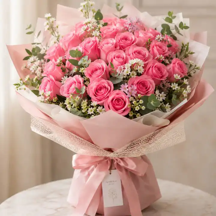 Luxury Pink Rose Bouquet 1 Luxury Pink Rose Bouquet