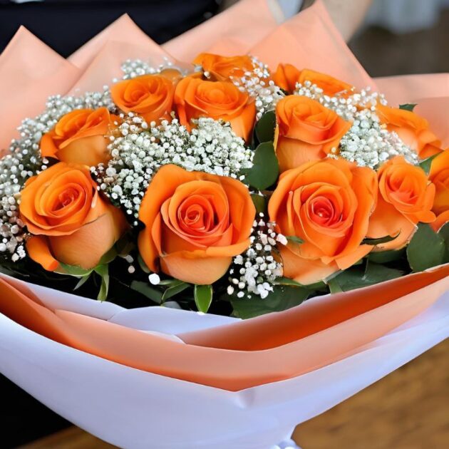 Orange Rose flower Bouquet delivery 3 Orange Rose Flower Bouquet for Mother's Day UK - Elegant and Fresh Roses Delivered Nationwide